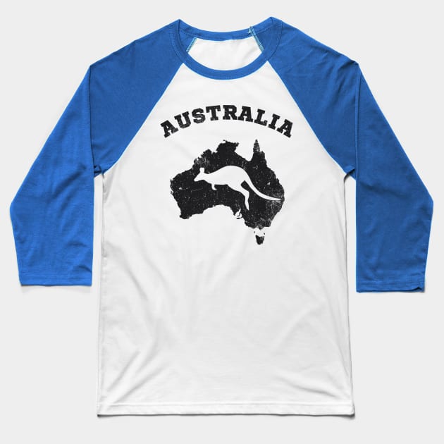 Australia Kangaroo Vintage Patriotic Map Baseball T-Shirt by Foxxy Merch